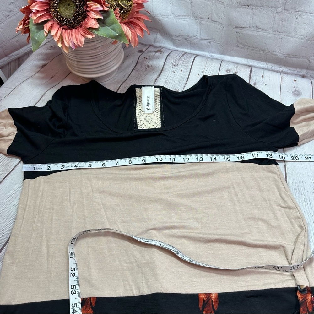 NWT lovely J boutique Womens Top tunic Bull Skull boho western colorblock - Picture 7 of 9